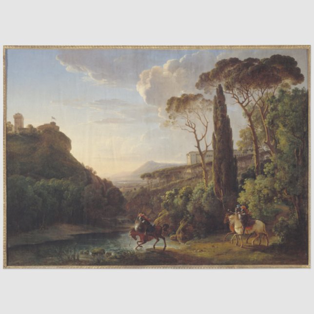 Ritter in der italienischen Landschaft Ephemera De Seidenpapier (Vorderseite)