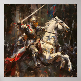 Ritter in der Rüstung auf einem Pferd Poster