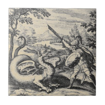 Ritter in der Rüstung Slegend Drache