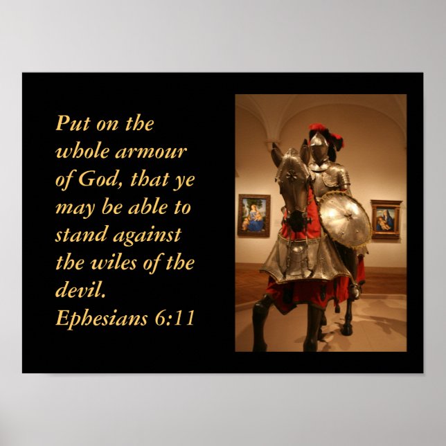 Ritter in glänzender Rüstung! Schutz der Güter. Poster (Vorne)