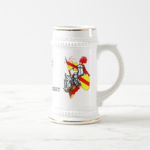 Ritter in glänzender Rüstungs-Kunst und Text Bierglas