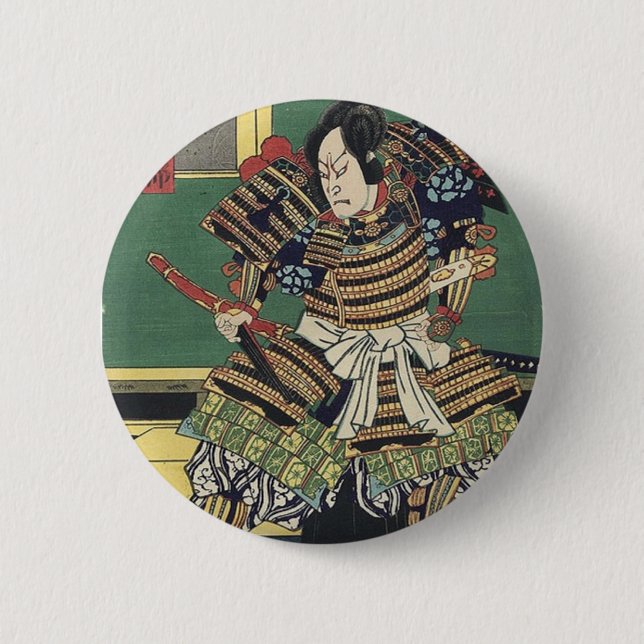 Ritter japanischer ukiyo-e samurai-Krieger Button (Vorderseite)