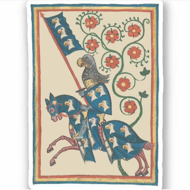 Ritter mit Adler Heraldry, Mittelalter des 14. Jah Aufkleber (Vorderseite)