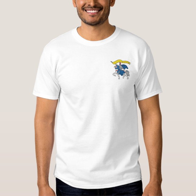 Ritter mit Banner Besticktes T-Shirt (Vorderseite)