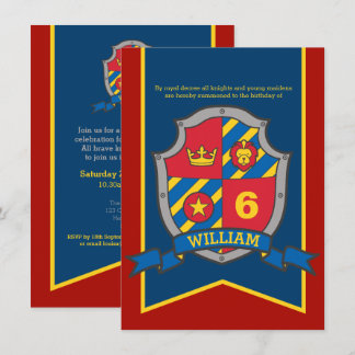 Ritter Mittelalterliche Schildkinder 6. Geburtstag Einladung