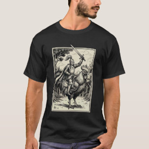 Ritter Reitet Hahn Huhn Langarmshirt T-Shirt