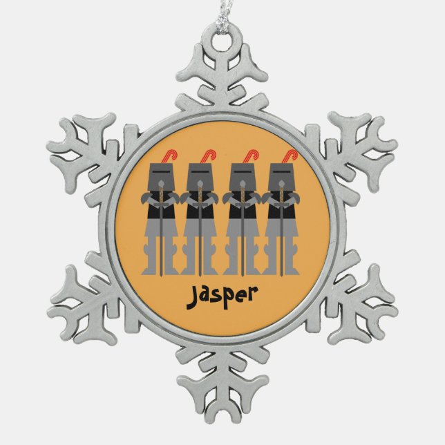Ritter Schneeflocken Zinn-Ornament (Vorderseite)
