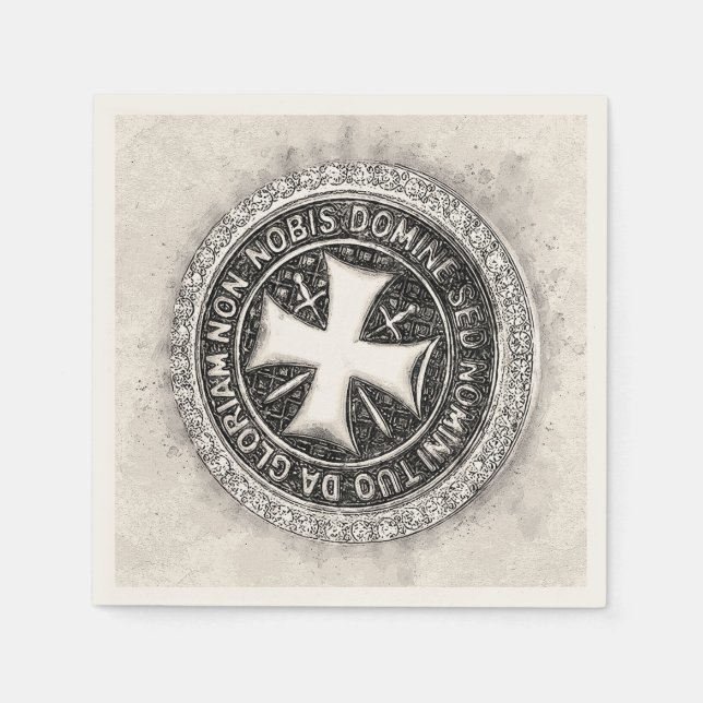 Ritter Templar Mittelalterliches Cross Siegel Cust Serviette (Vorderseite)