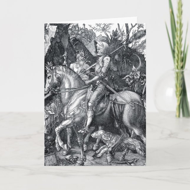 Ritter, Tod und Teufel - Albrecht Dürer Karte (Vorderseite)