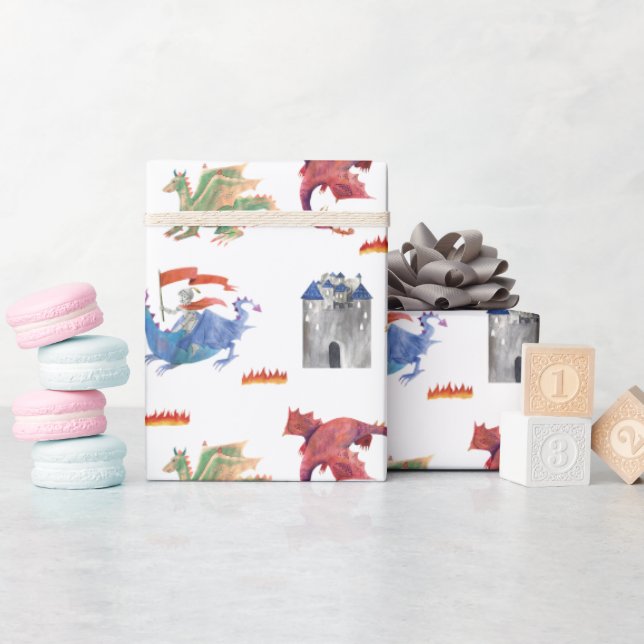 Ritter und Drache Geschenkpapier (Babyparty)