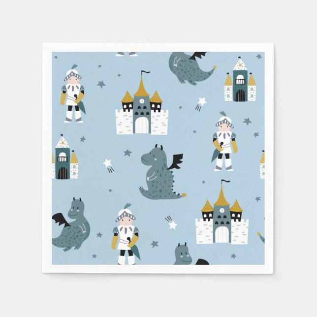 Ritter und Drachen | Mairytale Birthday Party Serviette (Vorderseite)