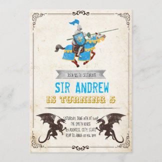 Ritter und Drachengeburtsfeier Einladung