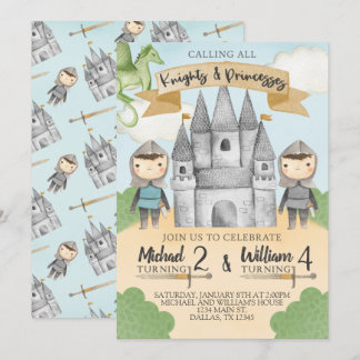 Ritter und Prinzessin Geburtstagsparty Einladung J