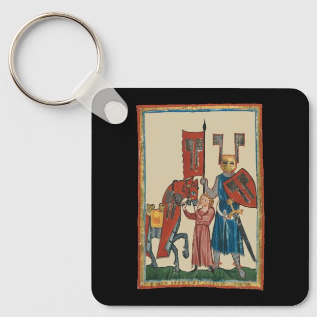 Ritter und Squire, mittelalterliche Kunst des 14.  Schlüsselanhänger (Vorderseite)