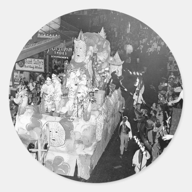 Ritter von Babylon New Orleans Mardigras 1955 Runder Aufkleber (Vorderseite)