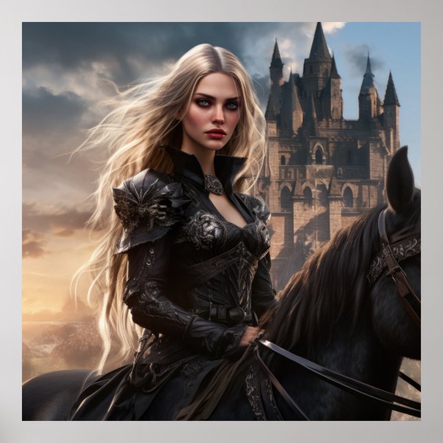 Ritterlady — mittelalterliche Kriegerinnen der Fan Poster (Vorne)