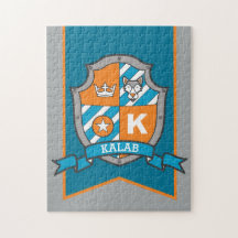 Ritterprinz Wappen personalisiert Wolf Orange aqua
