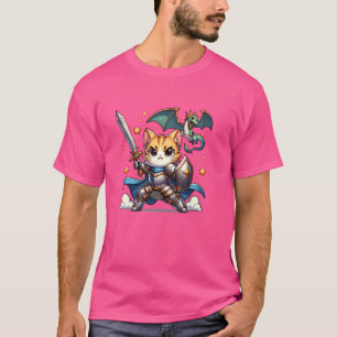 Ritterrüstung aus dem Mittelalter Katze Drachenjäg T-Shirt