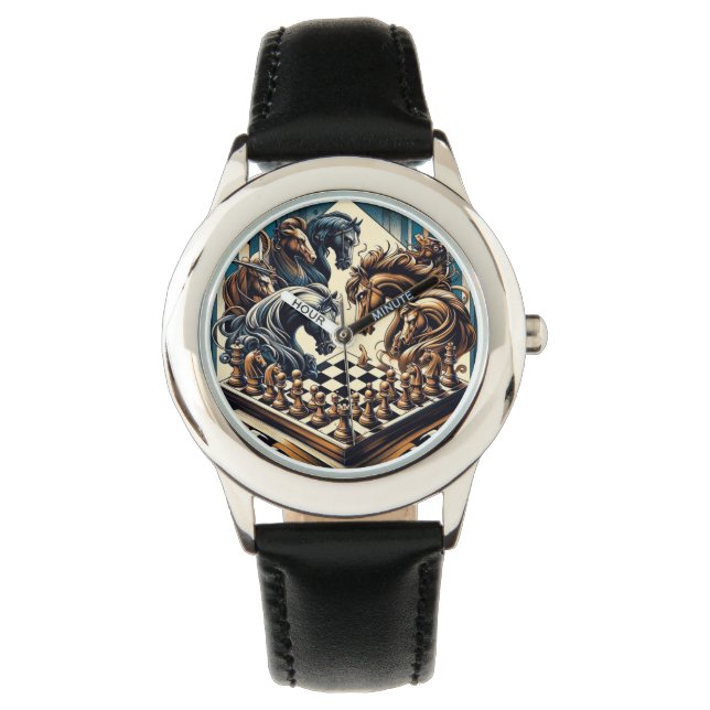 Ritterspiel - Schach trifft Fantasie Armbanduhr (Vorderseite)