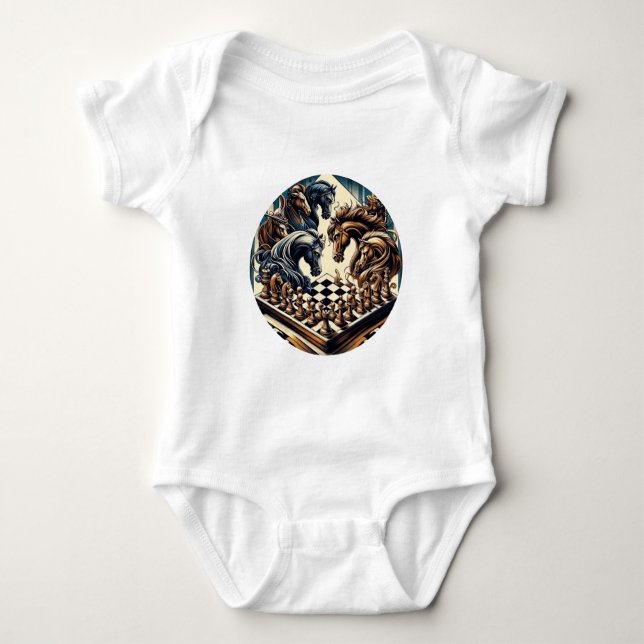 Ritterspiel - Schach trifft Fantasie Baby Strampler (Vorderseite)