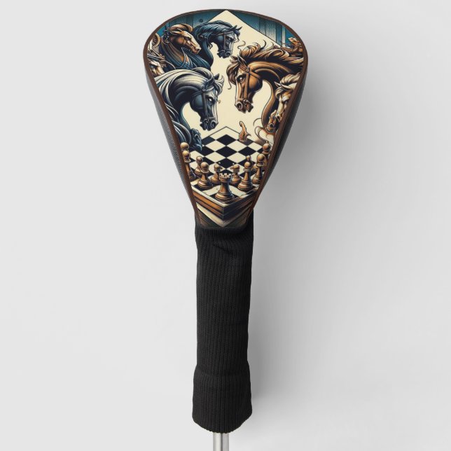 Ritterspiel - Schach trifft Fantasie Golf Headcover (Vorderseite)