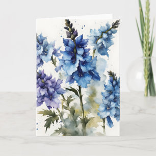 Rittersporn - Aquarellblumen Karte