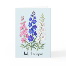 Rittersporn-Blumen-Grußkarte Juli