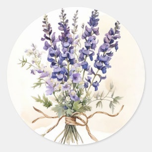 Rittersporn-Bouquet-Wasserfarbe Romantisch Runder Aufkleber