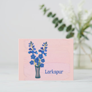 Rittersporn Delphinium Aquarellkunst Juli Geburtst Postkarte
