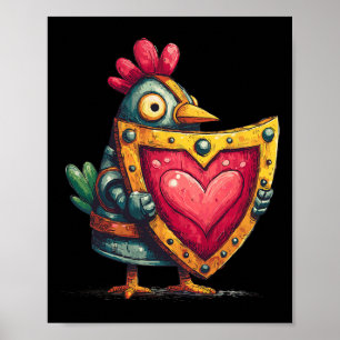 Rittervogel-Panzerträger mit Herzschild Liebesbesc Poster