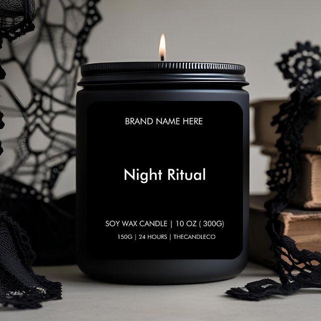 Ritual Night Candle | Minimalistisch Schwarz/Weiß Quadratischer Aufkleber (Von Creator hochgeladen)