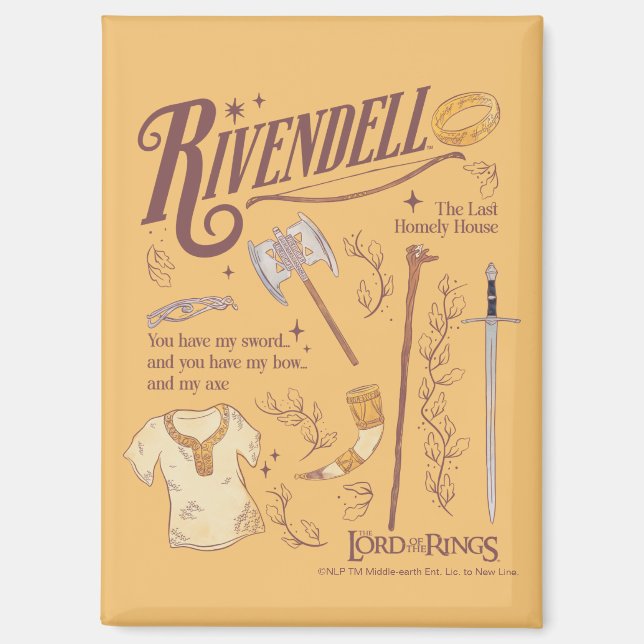 RIVENDELL™ Aquarell-Collage-Grafik Magnet (Vorderseite)