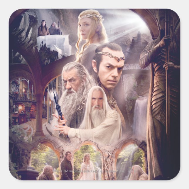 Rivendell Character Collage Quadratischer Aufkleber (Vorderseite)