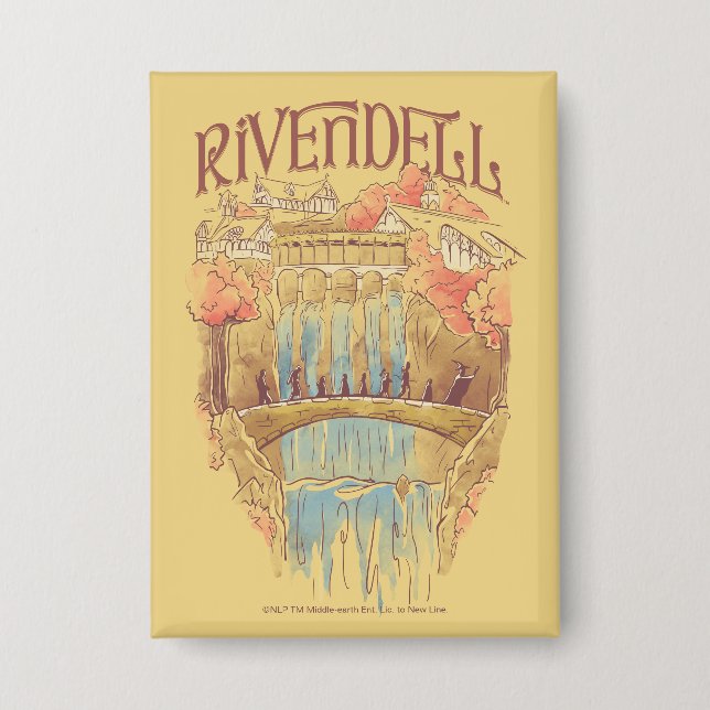 RIVENDELL™ Fellowship Watercolor Illustration Button (Vorderseite)