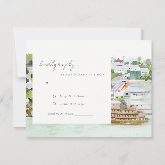 River Cruise Country Landschaft Hochzeit Wasserfar RSVP Karte (Vorderseite)