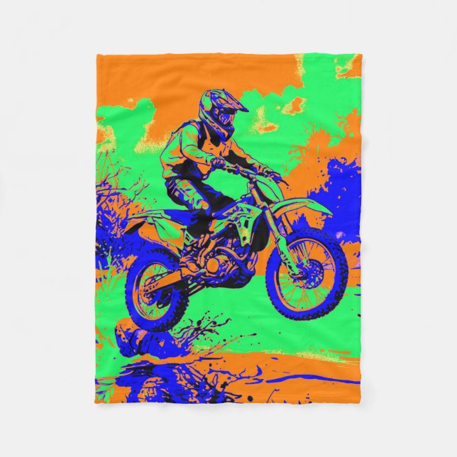 River Hopping - Motocross Rider Fleecedecke (Vorderseite)