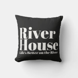 River House Decorative Outdoor Throw Kissen - Blac