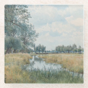 River Landscape near St. Ives, Huntingdonshire Glasuntersetzer