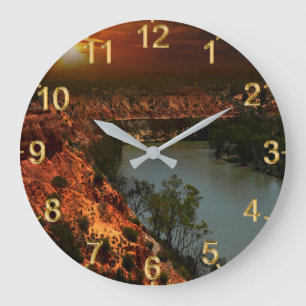 River Murray Australia Sunset, Wall Clock Große Wanduhr