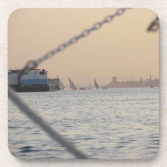 River Nile Sunset Hard Plastic Untersetzer (Vorderseite)