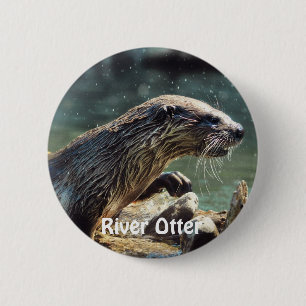 River Otter Animal-Lover's Wildlife Foto Button