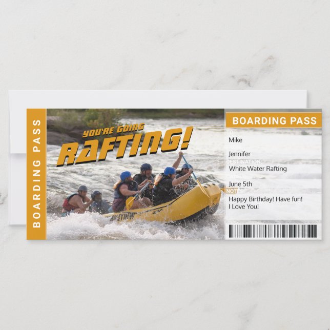 River Rafting Trip Gift Certificate Boarding Pass (Vorderseite)