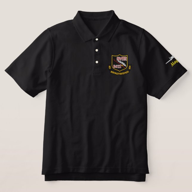 RIVER RAT bestickt von A-10 Golf Polo (dunkles Shi (Design Vorderseite)