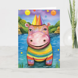 River Revels Hippo: Niedliche Kindergeburtstag-Kar Karte