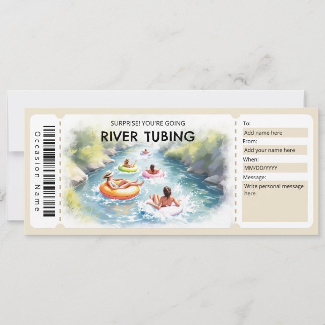 River Tubing Gift Certificate Einladung (Vorderseite)
