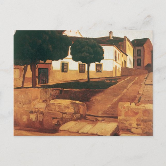 Riveras Postkarte "Straße in Avila" (Vorderseite)