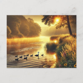 Riverbank Wildlife at Sunrise Postkarte