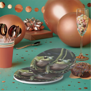 Riverbound Wonders: Zwei plump Green Frogs By Rive Pappteller