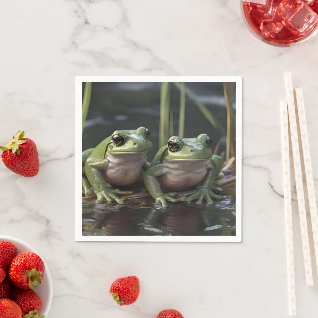 Riverbound Wonders: Zwei plump Green Frogs By Rive Serviette (Beispiel)