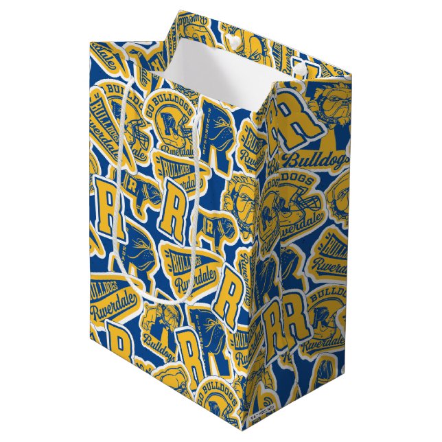 Riverdale Football und Cheer Pattern Mittlere Geschenktüte (Vorderseite Schrägansicht)